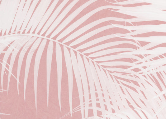 Foglie di palma su silhouette rosa IV | Carta da Parati Fotografica