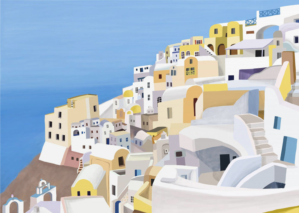 Santorini, Grecia Vista sulla scogliera dell'artista Carla Daly | Stampe su Tela