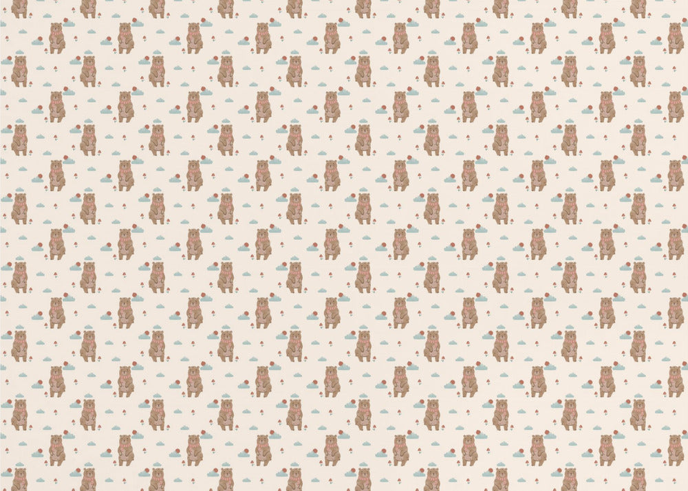 Ours mignons parmi les nuages et les champignons | Papier Peint Photo