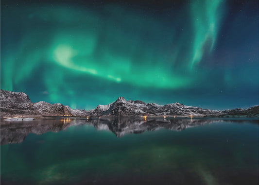 Riflesso dell'aurora delle Lofoten | Carta da Parati Fotografica