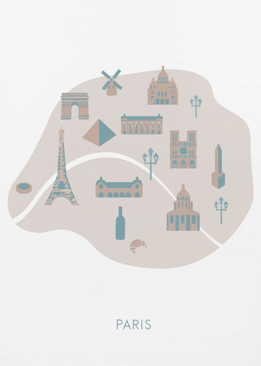 Kort over Paris | Lærredsbilleder