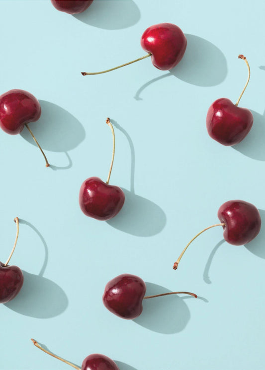 Cherries on turquoise background | Poster