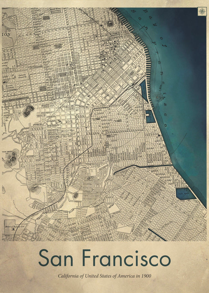 San Franciscon retrokartta | Canvastaulut