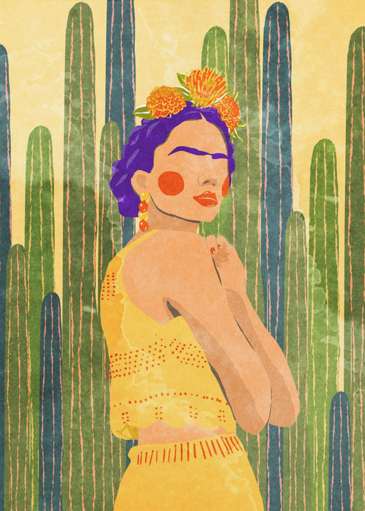 Frida et les cactus | Tableaux sur Toile