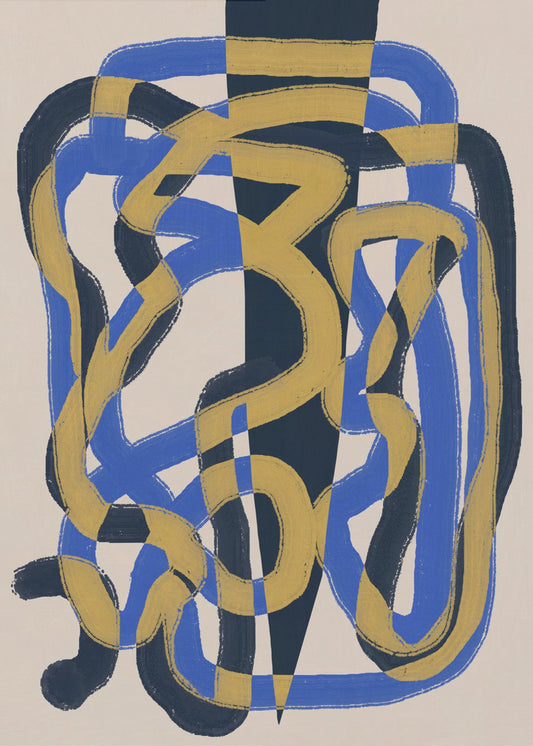 Abstract line deco blue and yellow | Poster