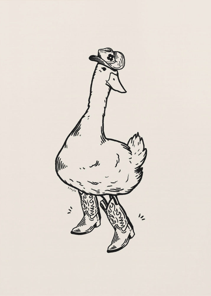 Pato con botas vaqueras | Impresiones en Lienzo
