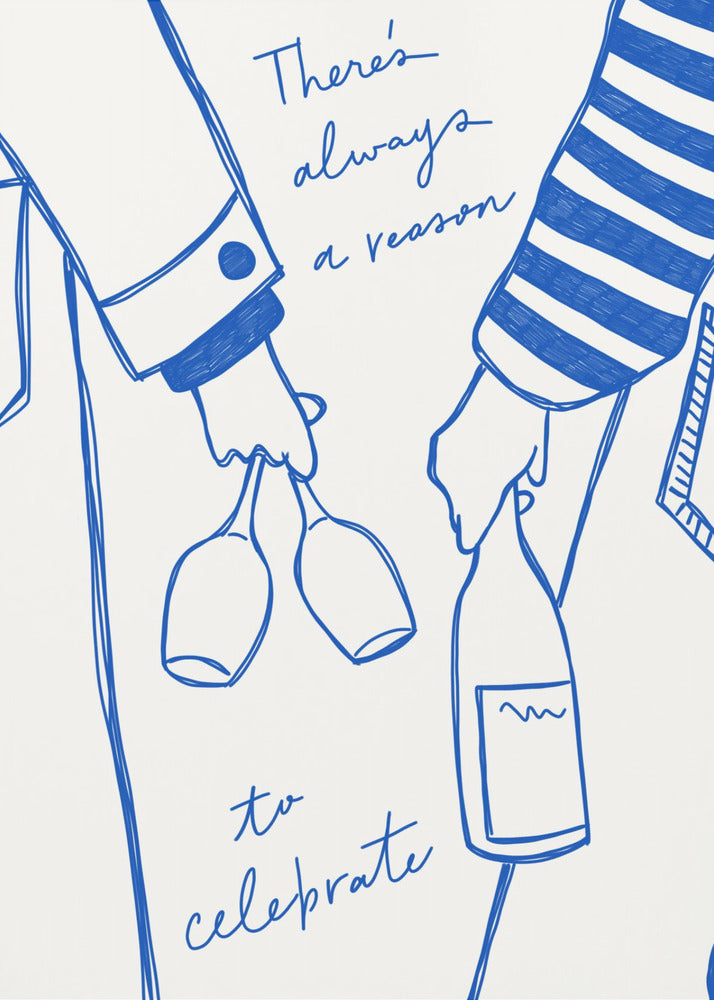 Frau hält Weinflasche und Weinglas (Blau) - Wein Vin Femme Bleu | Poster