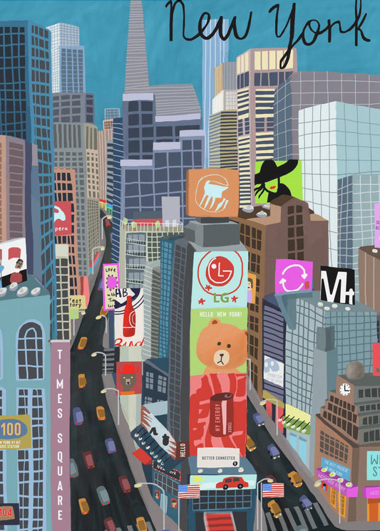 Times Square, New York Illustration par l'artiste Carla Daly | Tableaux sur Toile