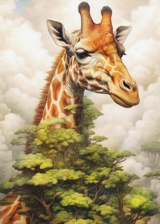 Giraff i akvarell | Djurkonst | Poster