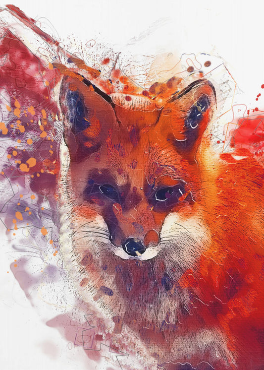 Djurröd räv akvarell djurkonst | Poster