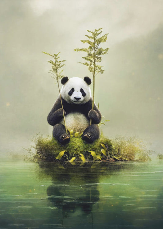 Ensam panda akvarell djurkonst | Poster