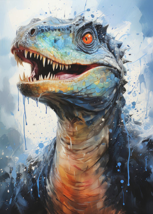 Rebbachisaurus dinosaurie akvarell djurkonst poster |