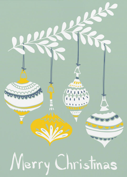 Cheerful little Christmas baubles mint | Poster