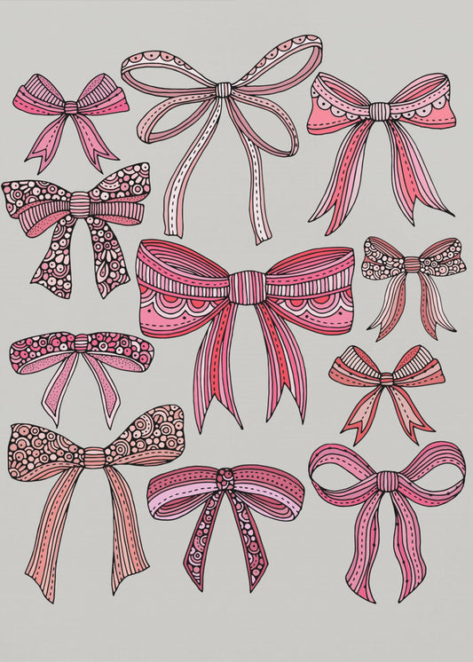 Noeuds roses et lignes noires | Tableaux sur Toile