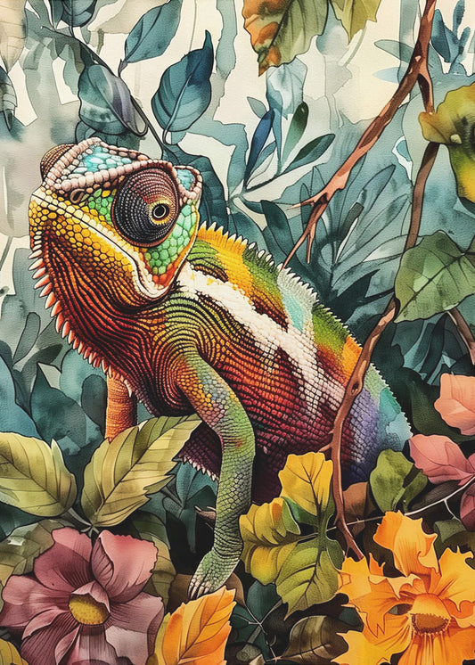 Chameleon watercolor animal art 1 | Poster