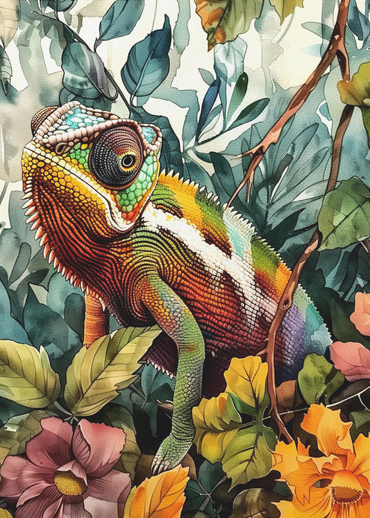 Chameleon watercolor animal art 4 | Poster