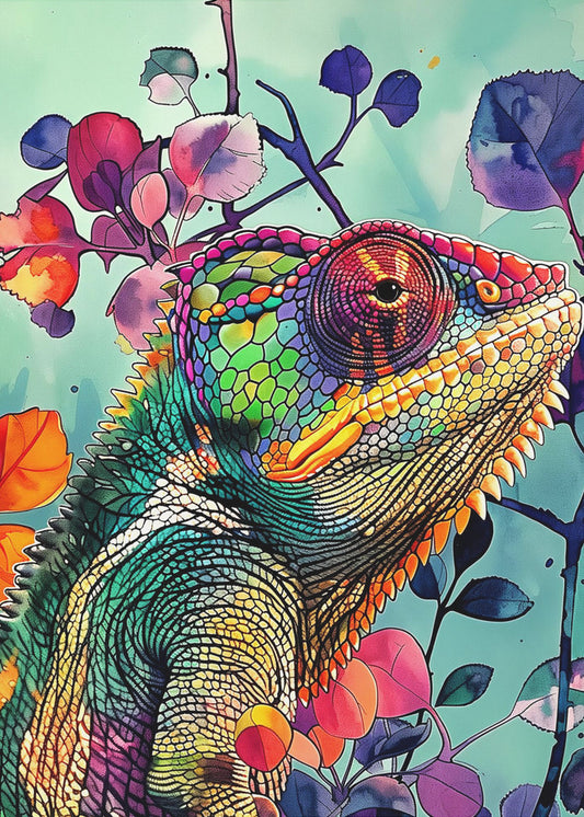 Chameleon watercolor animal art 5 | Poster