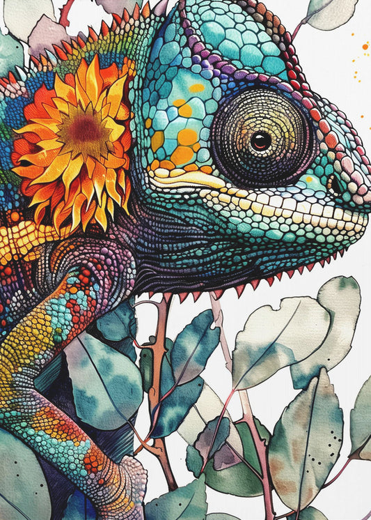 Chameleon watercolor animal art 7 | Poster