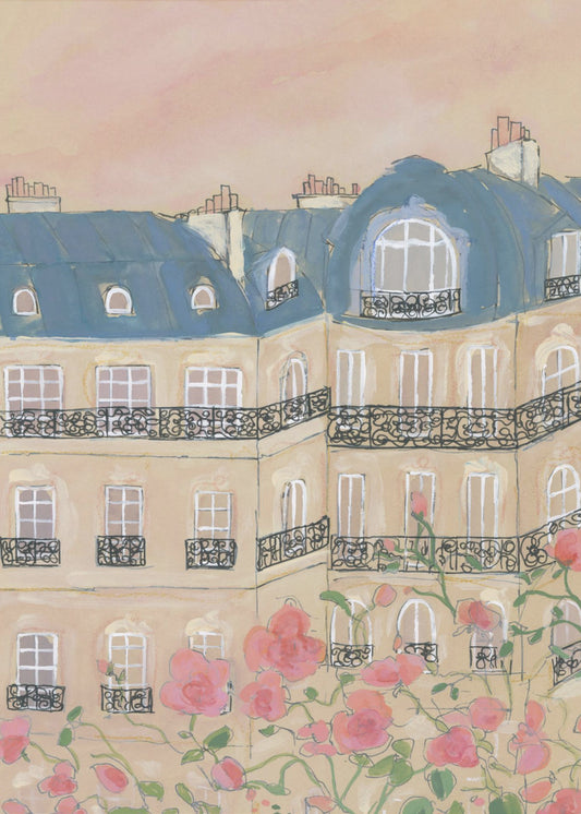 Solnedgång över Paris byggnader | Poster