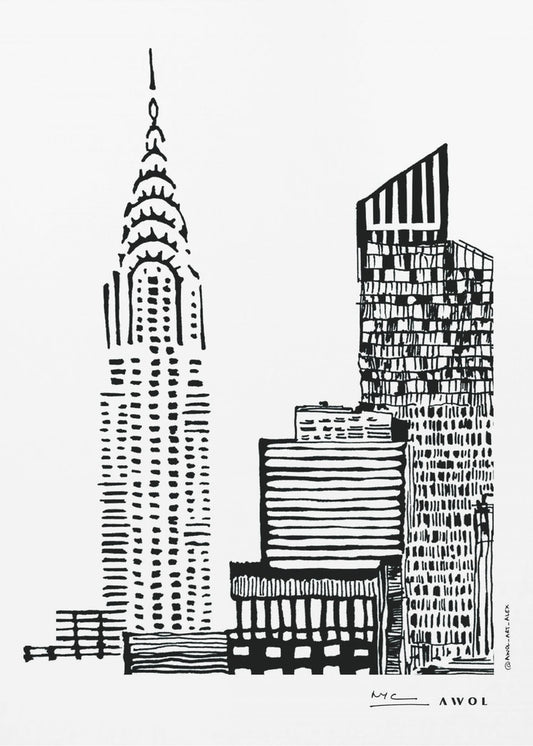 New York Citys silhuett med skyskrapabyggnader | Canvas