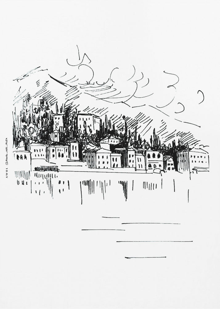 Italian maisemajuliste, Como-järvi, Milanon piirustus | Canvastaulut