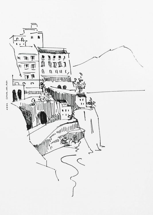 Italiensk landskapskonst, Amalfikusten Småstäder vid havet | Canvas