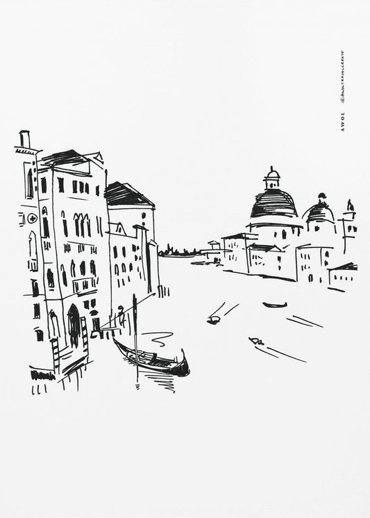 Konsttryck i Venedig med gondoler och basilika på Canal Grande, Italien | Canvas