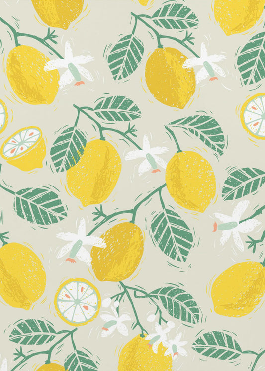 Yellow Lemon and Green Leaves | Canvas