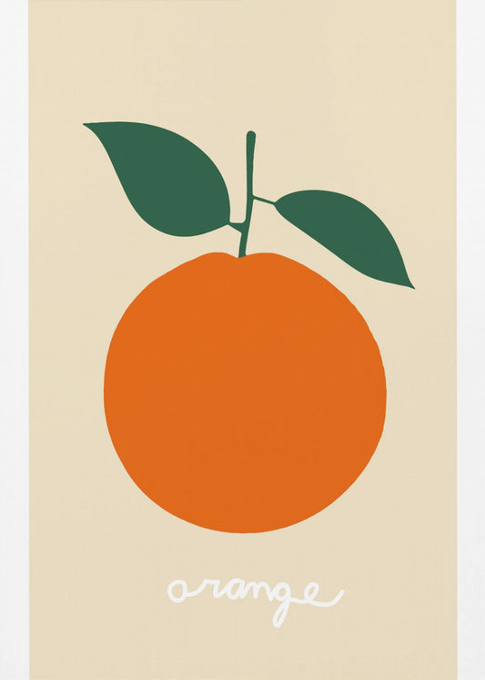 Stylized Orange With Dark Green Leaves | Canvas