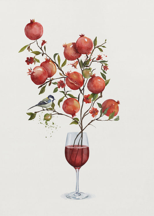 Pomegranate In a Glass of Wine | Canvas