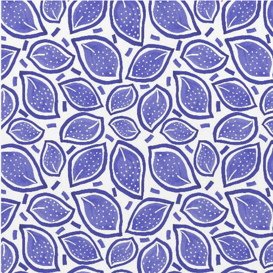 Navy Blue Scattered Leaves Polka Dot | Poster