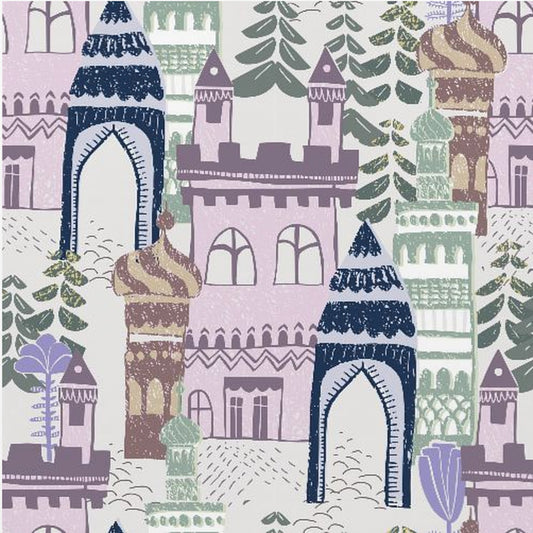 Blockdruck Home Castle Muster lila blau | Poster